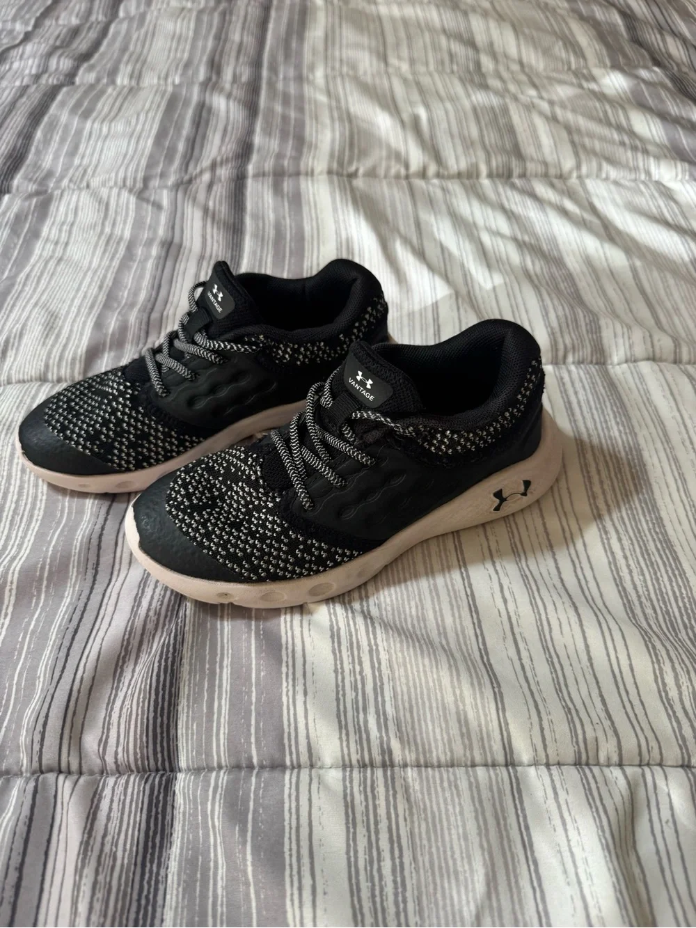 Under Armour Kids' Black and White Knit Athletic Shoes Size 13K